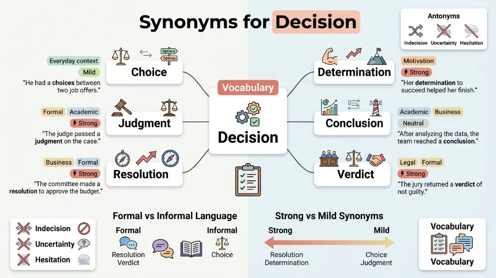 synonyms for decision