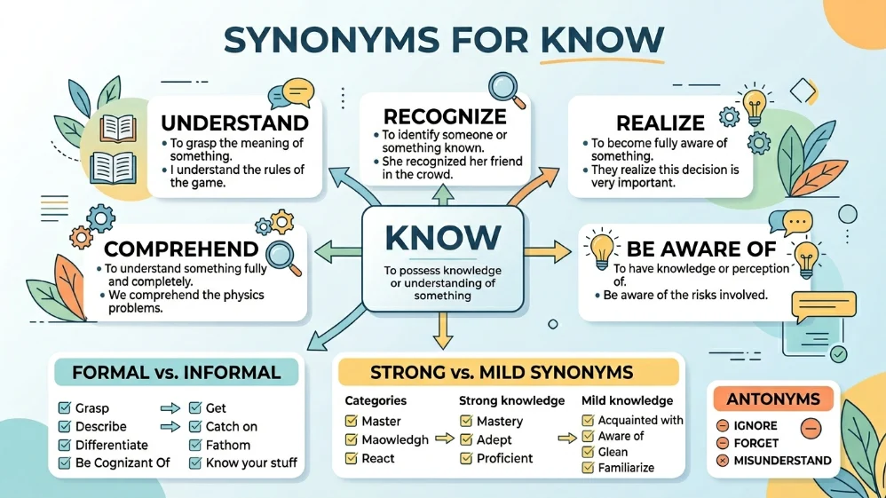 synonyms for know