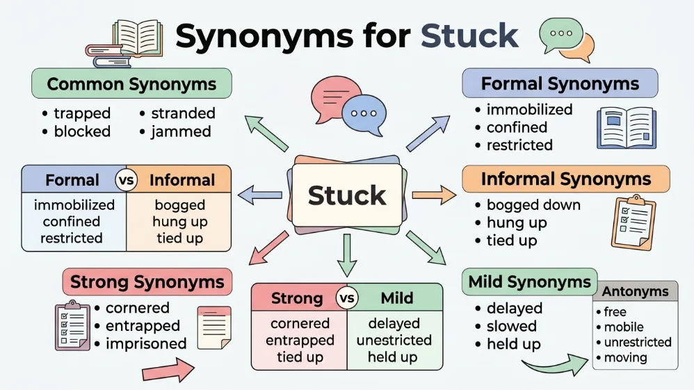 synonyms for stuck