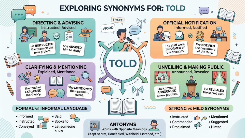synonyms for told