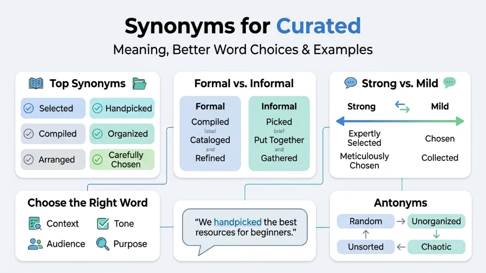 synonyms for curated