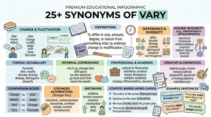 Synonyms of Vary