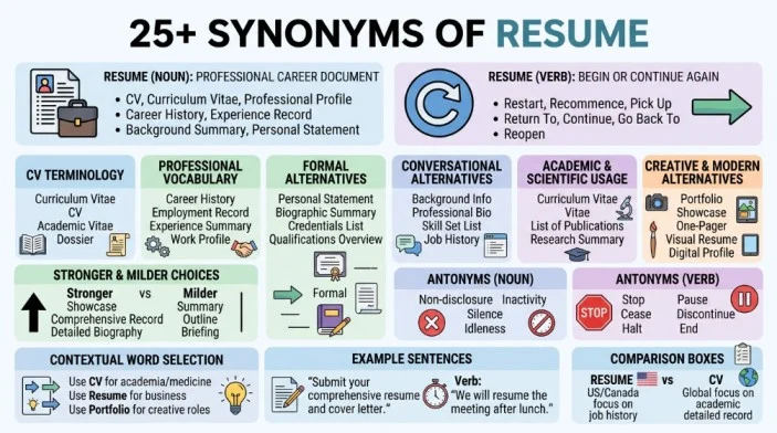 synonym of resume