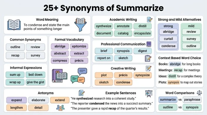 synonym of summarize