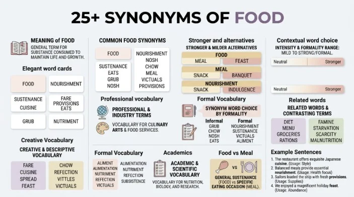 synonyms of food